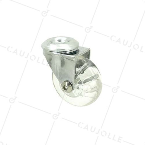 ROULETTE DESIGN PIVOTANTE À OEIL TRANSPARENTE SOUPLE DIAMÈTRE 50 MM CHARGE 40KG  À FIXATION DE 10 MM - S140TR 50O • Caujolle