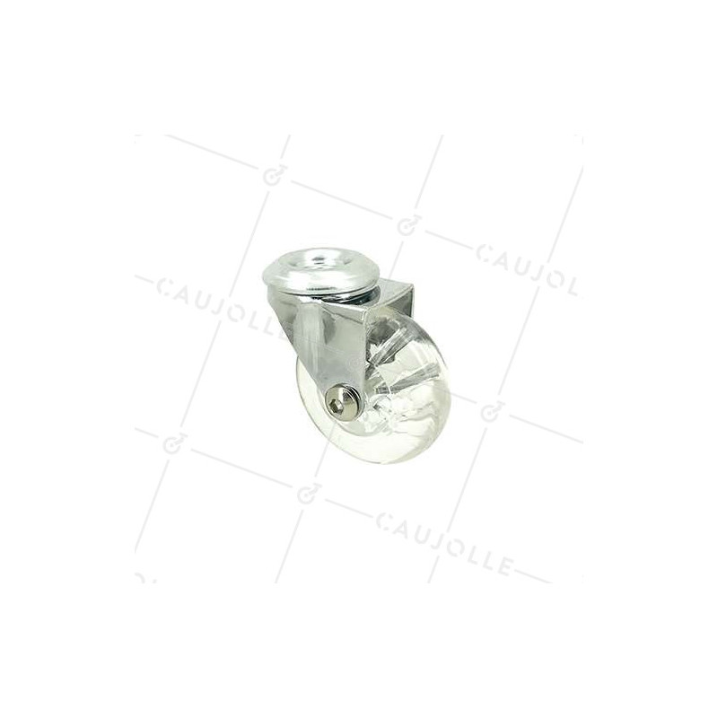 ROULETTE DESIGN PIVOTANTE À OEIL TRANSPARENTE SOUPLE DIAMÈTRE 50 MM CHARGE 40KG  À FIXATION DE 10 MM - S140TR 50O