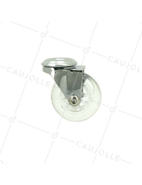ROULETTE DESIGN PIVOTANTE À OEIL TRANSPARENTE SOUPLE DIAMÈTRE 50 MM CHARGE 40KG  À FIXATION DE 10 MM - S140TR 50O