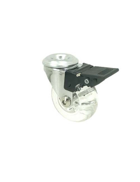 ROULETTE DESIGN PIVOTANTE À OEIL À FREIN TRANSPARENTE SOUPLE DIAMÈTRE 50 MM CHARGE 40KG  À FIXATION DE 10 MM - S140TR 50OAF