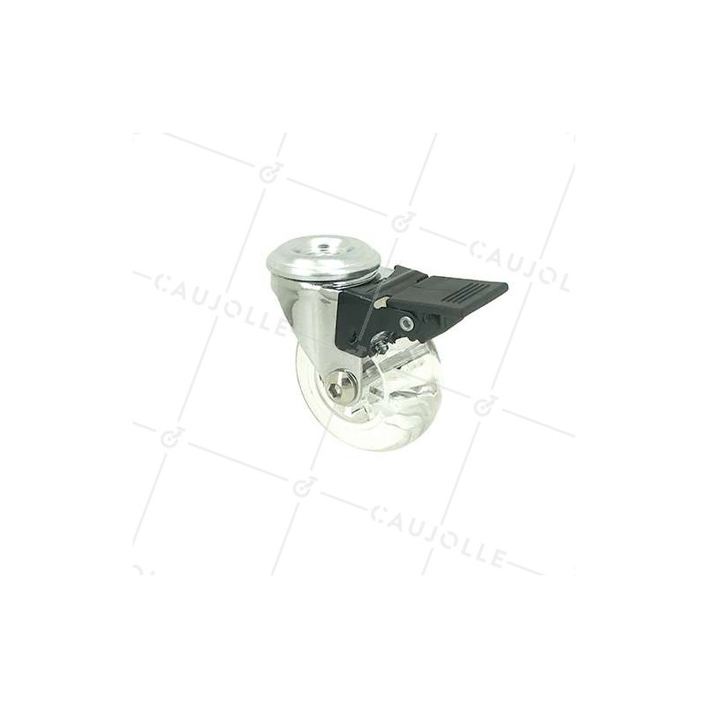 Castor SWIVEL DESIGN WITH EYE SOFT TRANSPARENT BRAKE DIAMETER 50 MM LOAD 40KG WITH 10 MM FIXING - S140TR 50OAF