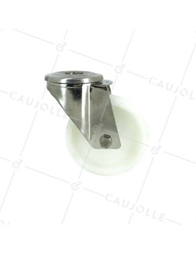 STAINLESS STEEL AND NYLON CASTOR WITH CENTRAL EYE DIAMETER 80 MM 150 KG MAX LOAD - INOX O 80