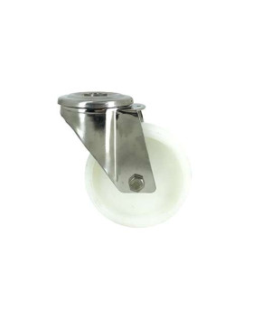 STAINLESS STEEL AND NYLON CASTOR WITH CENTRAL EYE DIAMETER 80 MM 150 KG MAX LOAD - INOX O 80