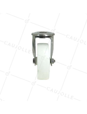 STAINLESS STEEL AND NYLON CASTOR WITH CENTRAL EYE DIAMETER 80 MM 150 KG MAX LOAD - INOX O 80