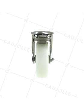 STAINLESS STEEL CASTOR WITH CENTRE EYE AND BRAKE 80 MM DIAMETER 150 KG MAX LOAD - INOX O 80AF