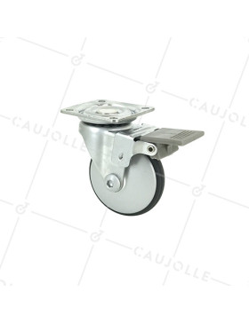 ROULETTE DESIGN EN ALUMINIUM GRIS DIAMÈTRE 50 MM CHARGE 25 KG - METALSTYL 50P • Caujolle