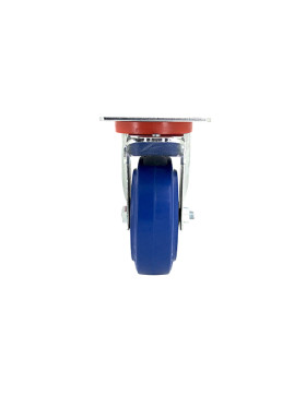Industrial usage castor wheel swivel with brake 100 mm diameter blue rubber S2NS100 AF