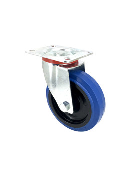 Industrial usage castor wheel swivel 125 mm diameter blue rubber S2NS