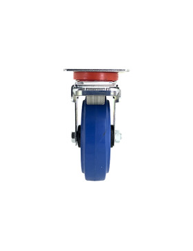 Industrial usage castor wheel swivel with brake 125 mm diameter blue rubber S2NS AF