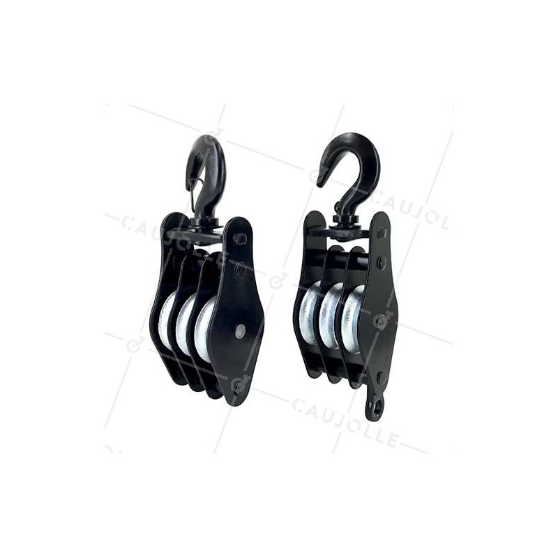 PAIRE DE MOUFLE DE LEVAGE POUR CORDE DE 10 MM DIAMETRE 45 MM CHARGE 150 KG