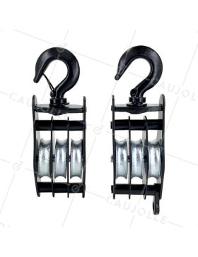 PAIRE DE MOUFLE DE LEVAGE POUR CORDE DE 10 MM DIAMETRE 45 MM CHARGE 150 KG