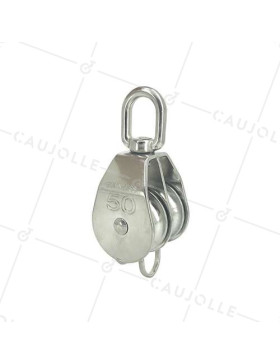 POULIE EN INOX MARIN 316 DOUBLE GALETS DIAMÈTRE 50 MM CHARGE 750 KG  • Caujolle