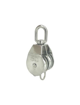 POULIE EN INOX MARIN 316 DOUBLE GALETS DIAMÈTRE 50 MM CHARGE 750 KG 