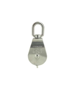 POULIE EN INOX MARIN 316 DOUBLE GALETS DIAMÈTRE 50 MM CHARGE 750 KG 
