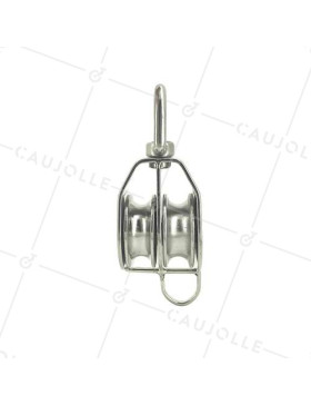 POULIE EN INOX MARIN 316 DOUBLE GALETS DIAMÈTRE 50 MM CHARGE 750 KG 