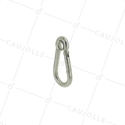 MOUSQUETON COSSE EN INOX MARIN 316 À OEIL DE 6 MM LONGUEUR 60 MM CHARGE 130 KG • Caujolle