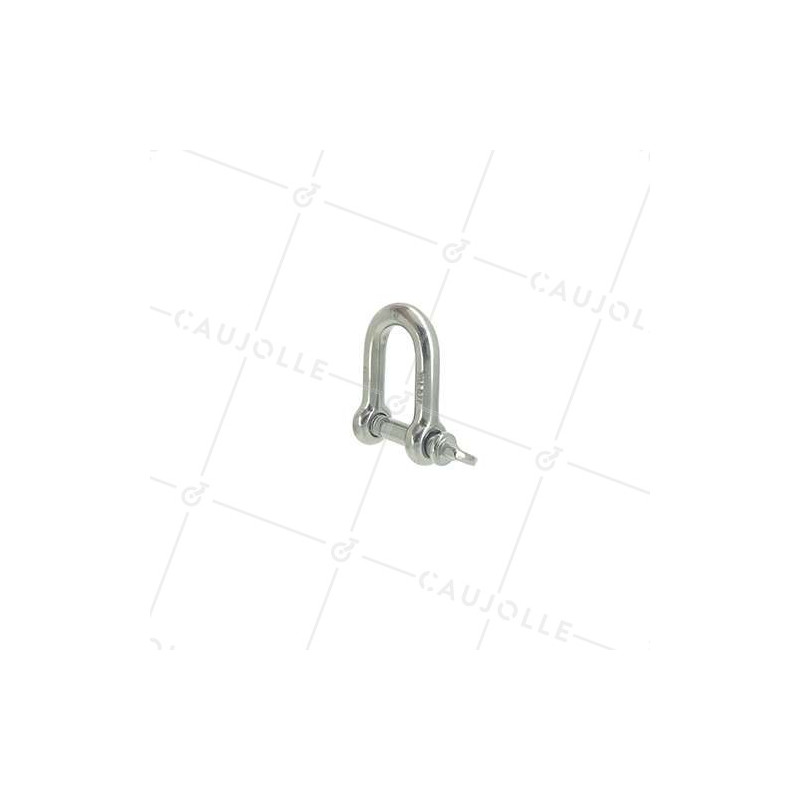 Manille droite en inox avec axe traversant de 10 mm de diamètre