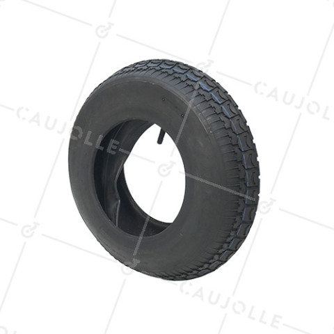 ENSEMBLE PNEU À CRAMPONS + CHAMBRE À AIR DE BROUETTE RENFORCÉ DIAMÈTRE 400 MM JANTE 8 POUCES (4.80/4.00-8) 4PR AGR • Caujolle