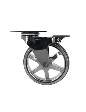 Castor ALUMINUM CHROME MIRROR DESIGN WITH BRAKE DIAMETER 125MM LOAD 70KG - BLACKNICKEL 125PAF
