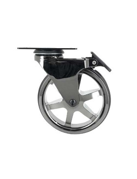 Castor ALUMINUM CHROME MIRROR DESIGN WITH BRAKE DIAMETER 125MM LOAD 70KG - BLACKNICKEL 125PAF