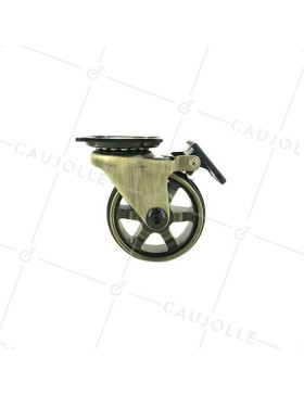 Castor RETRO DESIGN GOLDEN ALUMINUM BRAKE DIAMETER 50 MM LOAD 30KG - GOLDSTYL50PAF