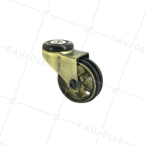 Castor RETRO DESIGN WITH Bolt hole IN GOLD ALUMINUM DIAMETER 50 MM LOAD 30KG WITH 10 MM FIXING - GOLDSTYL50O • Caujolle