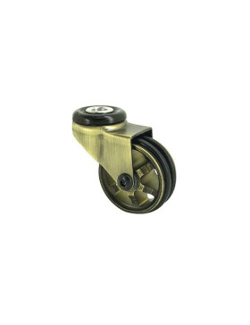 ROULETTE DESIGN RÉTRO À OEIL EN ALUMINIUM DORÉ DIAMÈTRE 50 MM CHARGE 30KG  À FIXATION DE 10 MM - GOLDSTYL50O