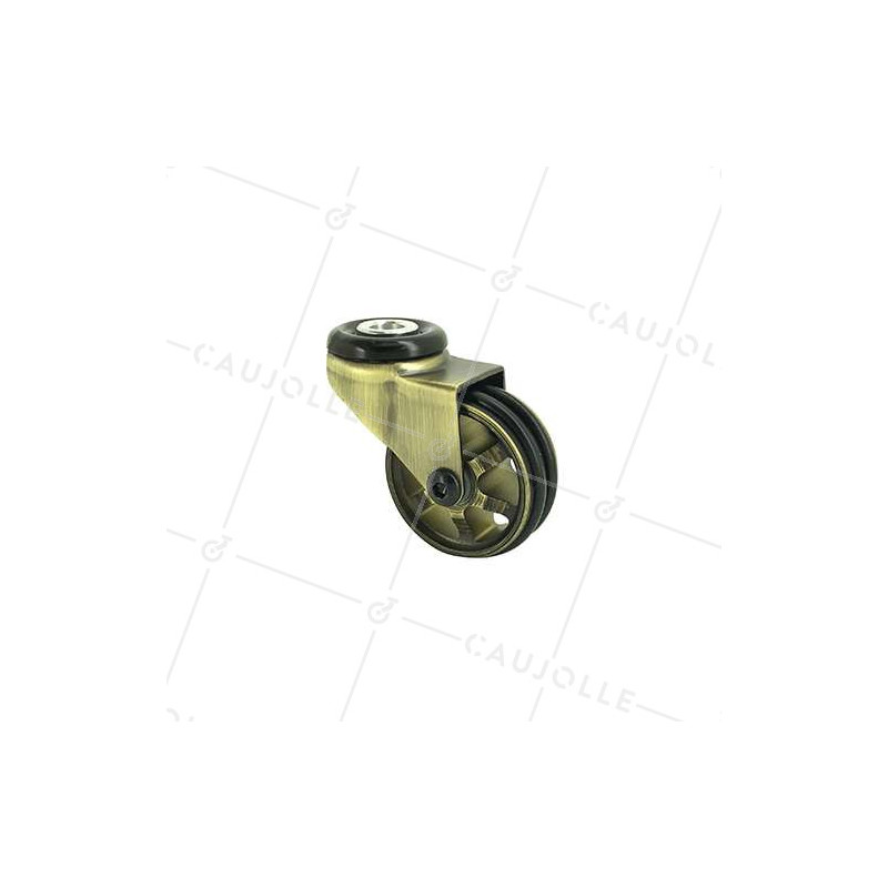 Castor RETRO DESIGN WITH Bolt hole IN GOLD ALUMINUM DIAMETER 50 MM LOAD 30KG WITH 10 MM FIXING - GOLDSTYL50O