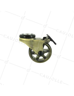 Castor RETRO DESIGN WITH Bolt hole GOLDEN ALUMINUM BRAKE 50 MM DIAMETER 30KG LOAD WITH 10 MM FIXING - GOLDSTYL50OAF