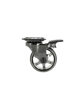 ROULETTE DESIGN À FREIN EN ALUMINIUM NOIR BRILLANT DIAMÈTRE 50 MM CHARGE 30KG - BLACKNICKEL 50PAF