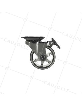 ROULETTE DESIGN À FREIN EN ALUMINIUM NOIR BRILLANT DIAMÈTRE 50 MM CHARGE 30KG - BLACKNICKEL 50PAF