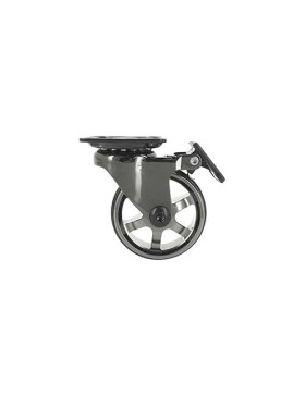 Castor DESIGN WITH BLACK BRIGHT ALUMINUM BRAKE DIAMETER 50 MM LOAD 30KG - BLACKNICKEL 50PAF