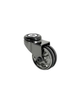 Castor DESIGN WITH EYE IN SHINY BLACK ALUMINUM DIAMETER 50 MM LOAD 30KG WITH 10 MM FIXING - BLACKNICKEL 50O