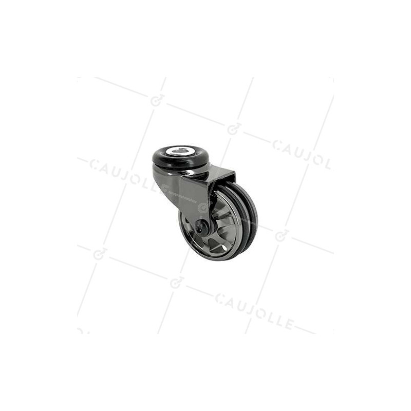 Castor DESIGN WITH EYE IN SHINY BLACK ALUMINUM DIAMETER 50 MM LOAD 30KG WITH 10 MM FIXING - BLACKNICKEL 50O