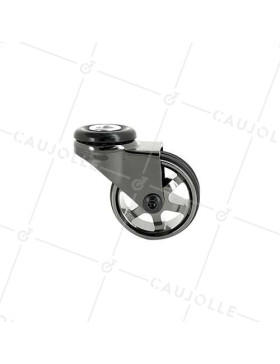 Castor DESIGN WITH EYE IN SHINY BLACK ALUMINUM DIAMETER 50 MM LOAD 30KG WITH 10 MM FIXING - BLACKNICKEL 50O