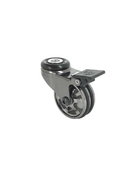 Castor DESIGN WITH EYE IN BLACK POLISHED ALUMINUM DIAMETER 50 MM LOAD 30KG WITH 10 MM FIXING - BLACKNICKEL 50OAF
