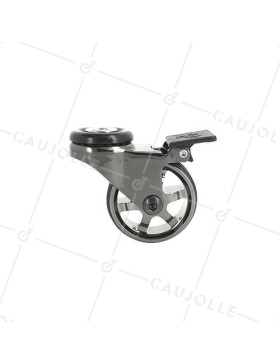 Castor DESIGN WITH EYE IN BLACK POLISHED ALUMINUM DIAMETER 50 MM LOAD 30KG WITH 10 MM FIXING - BLACKNICKEL 50OAF