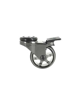 Castor DESIGN WITH EYE IN BLACK POLISHED ALUMINUM DIAMETER 50 MM LOAD 30KG WITH 10 MM FIXING - BLACKNICKEL 50OAF