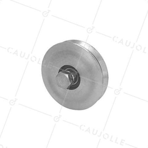 ROUE DE PORTAIL INOX DIAMÈTRE 100 MM POUR RAIL TRIANGULAIRE UNIVERSEL CHARGE 600 KG AXE 14 MM - GAGV100INOX • Caujolle