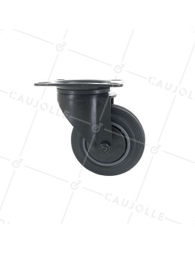 ROULETTE NOIRE DE MANUTENTION PIVOTANTE CAOUTCHOUC DIAMÈTRE 100 MM CHARGE 100 KG - S2C 100N