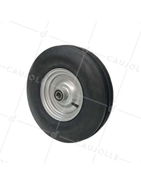 ROUE GONFLÉE RENFORCÉE ANTI BOUE JANTE TÔLE DIAMÈTRE 410 MM CHARGE 300KG AXE 25 MM BILLES - S2600B25 4PR 3 BANDES • Caujolle