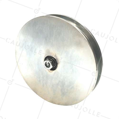 ROUE DE PORTAIL LARGE À GORGE CARRÉE DIAMÈTRE 250 MM POUR RAIL CARRÉ DE 25 MM CHARGE 1.6T AXE 18 MM - GAGC250L • Caujolle