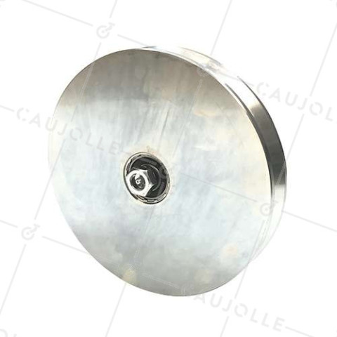 ROUE DE PORTAIL LARGE À GORGE V DIAMÈTRE 250 MM POUR RAIL TRIANGULAIRE DE 25 MM CHARGE 1,6T AXE 18 MM - GAGV250L • Caujolle
