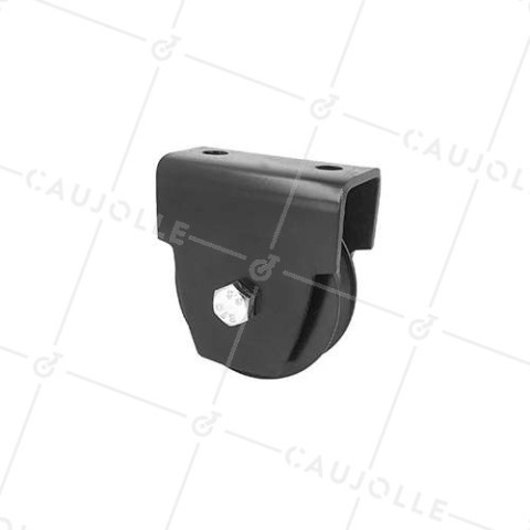 MONTURE NOIRE POUR PORTAIL COULISSANT ROUE À GORGE RONDE DIAMÈTRE 80 MM POUR RAIL DE 16 MM CHARGE 300 KG • Caujolle