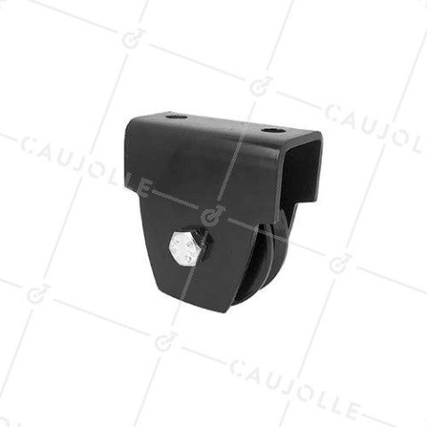 MONTURE NOIRE POUR PORTAIL COULISSANT ROUE À GORGE Y DIAMÈTRE 70 MM POUR RAIL TRIANGULAIRE CHARGE 300 KG • Caujolle