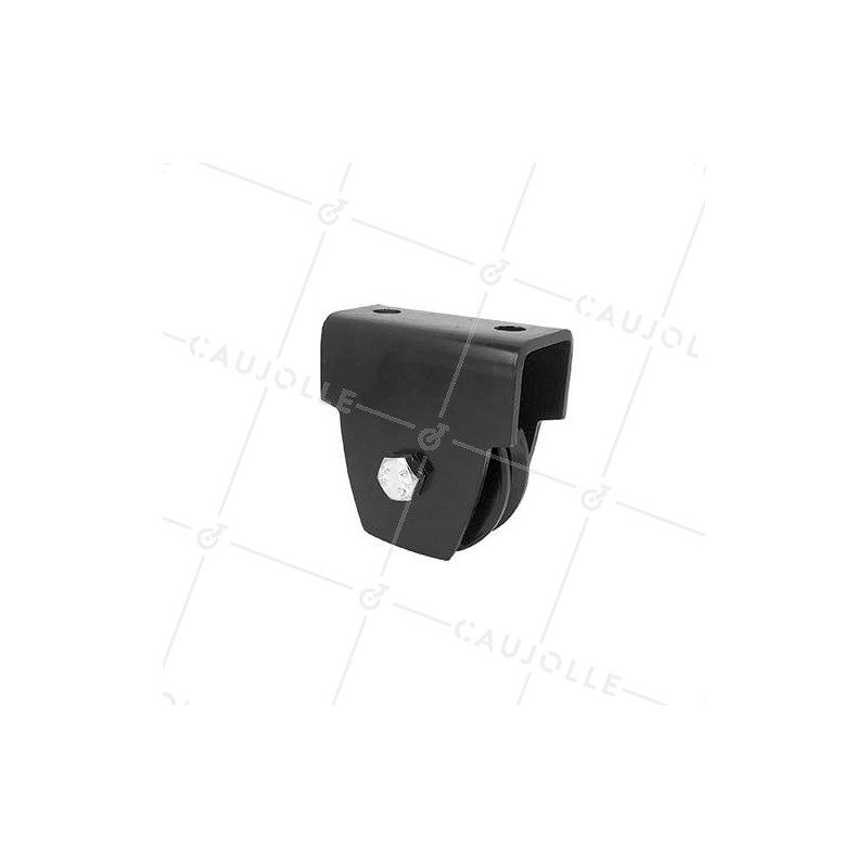 MONTURE NOIRE POUR PORTAIL COULISSANT ROUE À GORGE Y DIAMÈTRE 70 MM POUR RAIL TRIANGULAIRE CHARGE 300 KG 