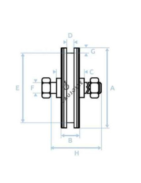 WIDE DOOR/GATE WHEEL WITH SQUARE 21 MM GROOVE AND 160 MM DIAMETER 