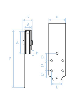 MONTURE DE PORTAIL SUSPENDU NOIRE À GORGE CARRÉE DIAMÈTRE 60 MM POUR RAIL DE 10 MM CHARGE 250 KG 