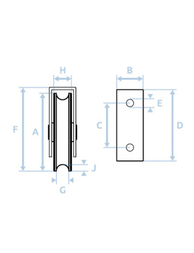 SQUARE GROOVE MOUNTING FOR SUSPENDED DOOR DIAMETER 80 MM FOR 10 MM RAIL MAX LOAD 300 KG