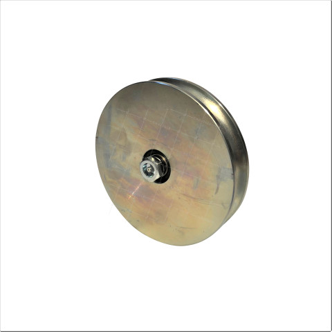 WIDE DOOR/GATE ROLLER WHEEL WITH SQUARE GROOVE 160 MM DIAMETER FOR 21 MM SQUARE RAIL 1.6T MAX LOAD 18 MM BORE • Caujolle